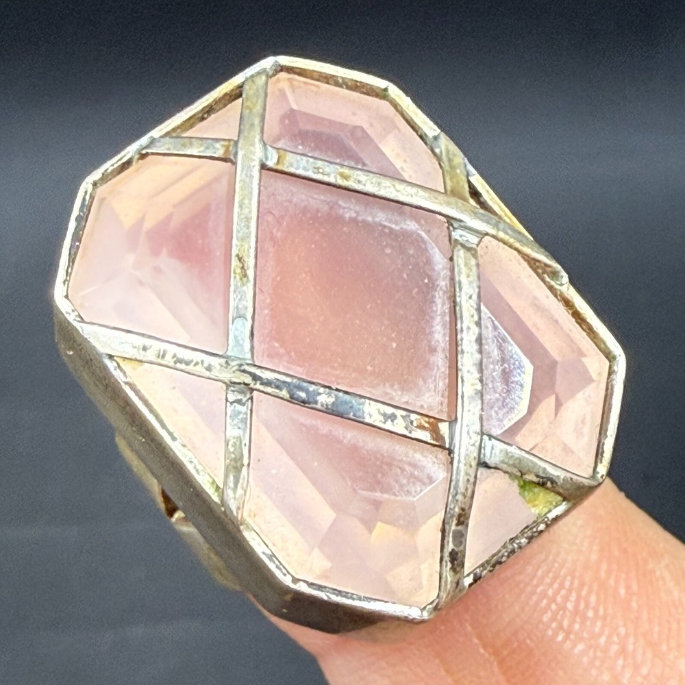 VINTAGE STEPHEN DWECK ROSE QUARTZ STERLING SILVER RING‎ SIZE 4.5 - Picture 5 of 7